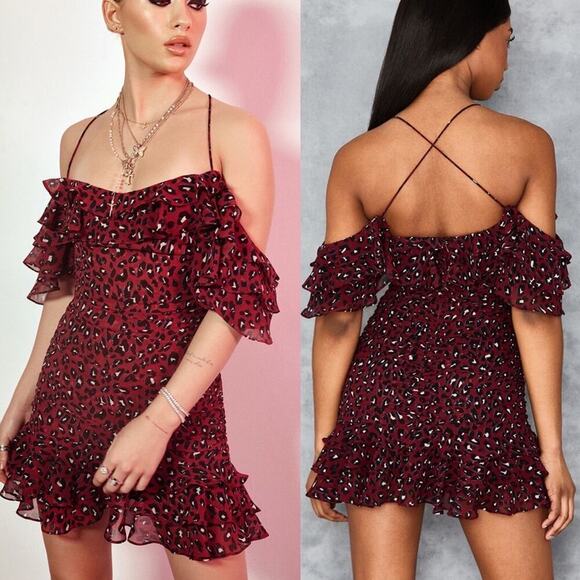 Mistress Rocks House of CB leopard ruffle dress size small mob wife - Picture 1 of 8